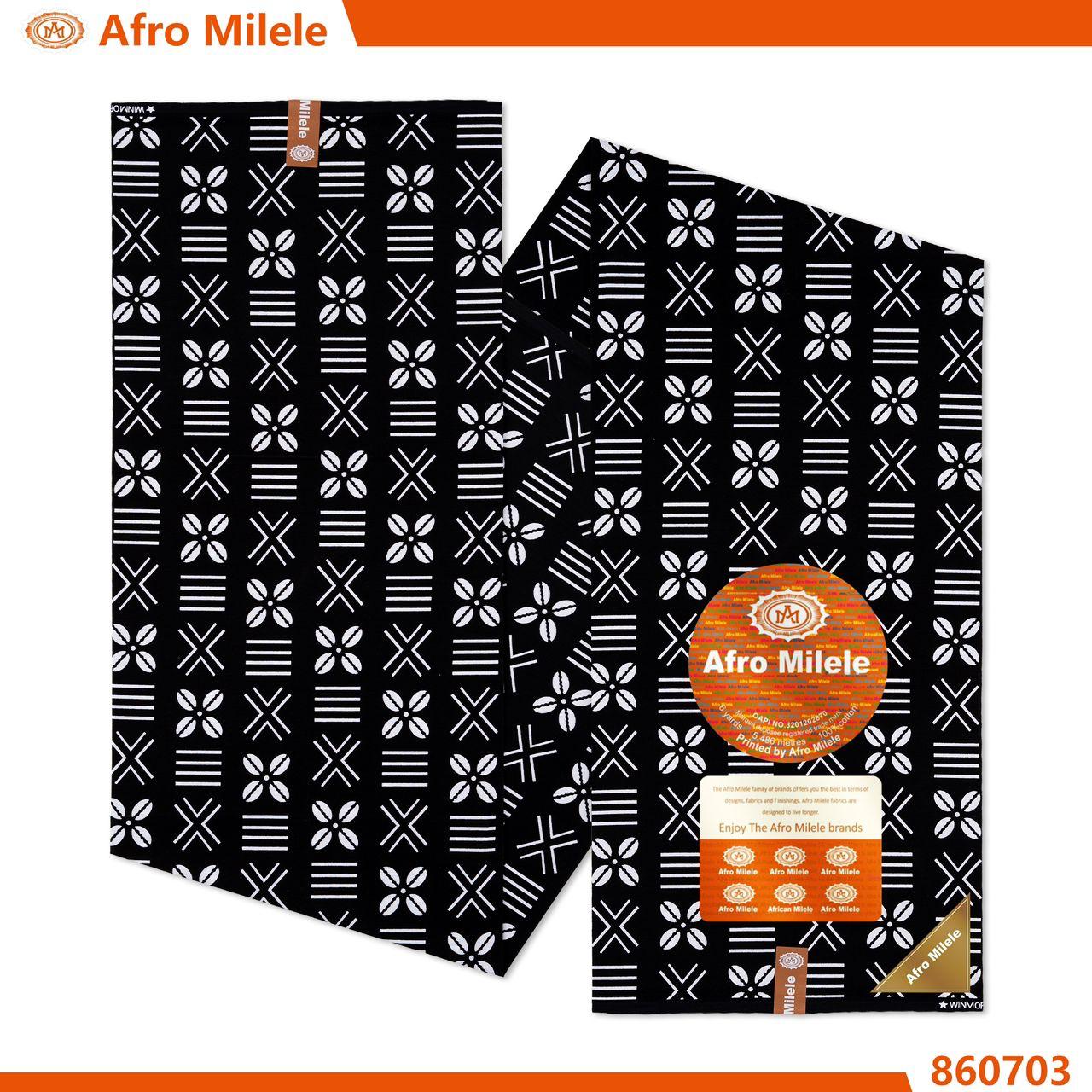 Monochrome Geometric Kitenge Fabric