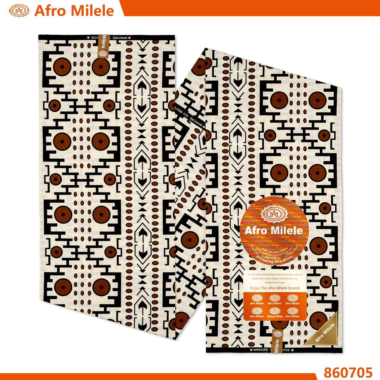 Cream Geometric Kitenge Fabric