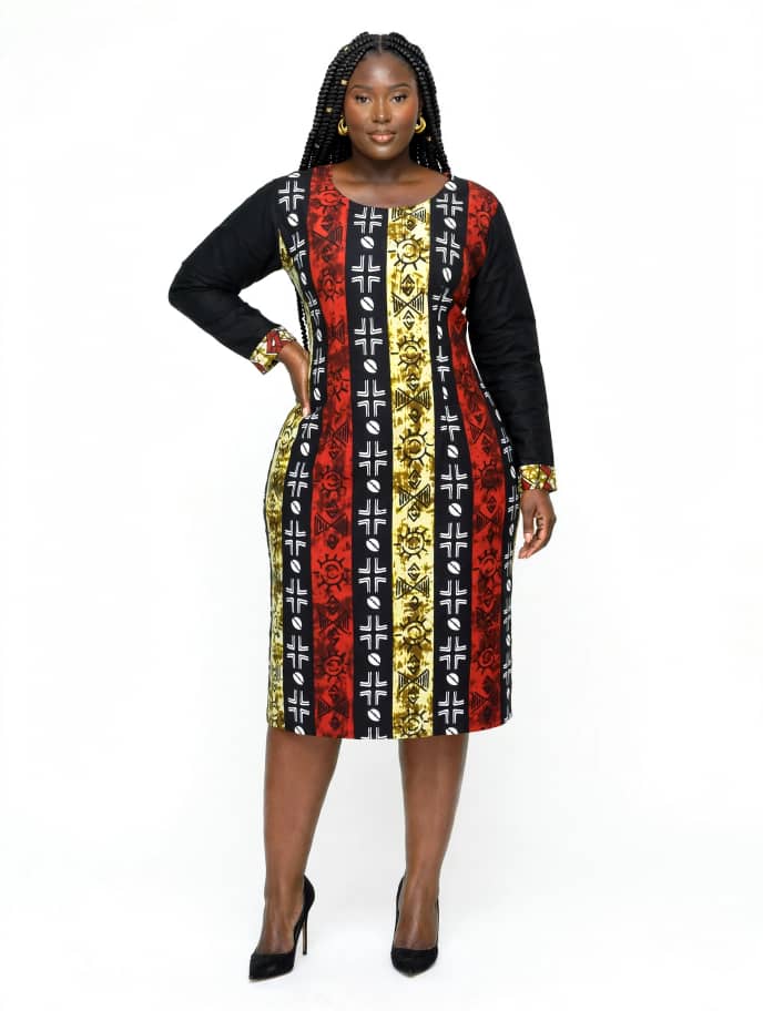 Black Panel Print Dress