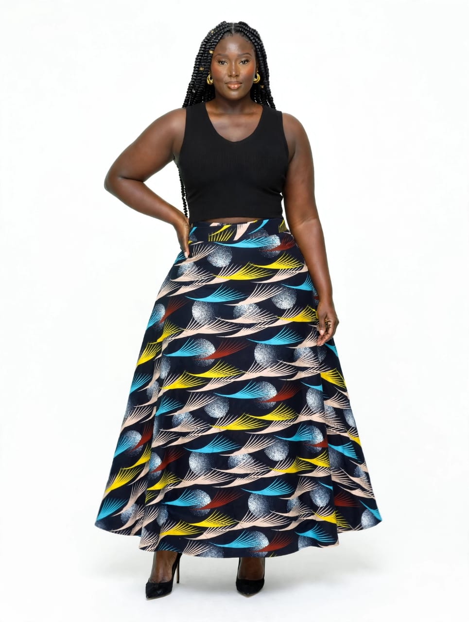 Multicolour Wave Maxi Skirt