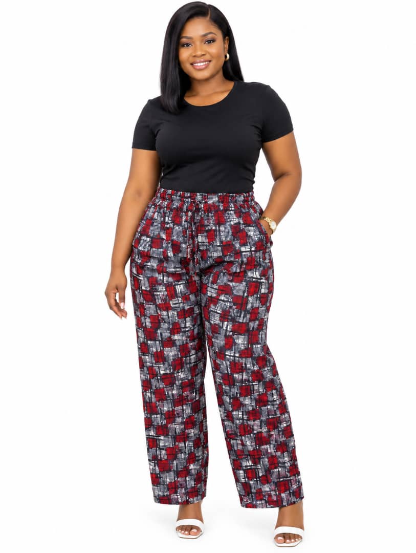 Red Geometric Trousers
